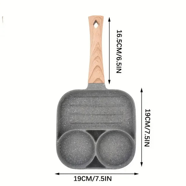 Eggs with 3 Partitions in Aluminum Frying Pan with Ceramic Coating