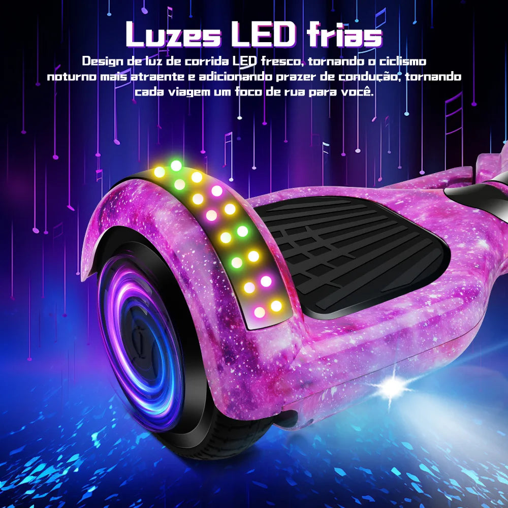 Hoverboard létrico 6.5" Led Bluetooth caixa de som Bateria De Grande Capacidade Endurance Forte
