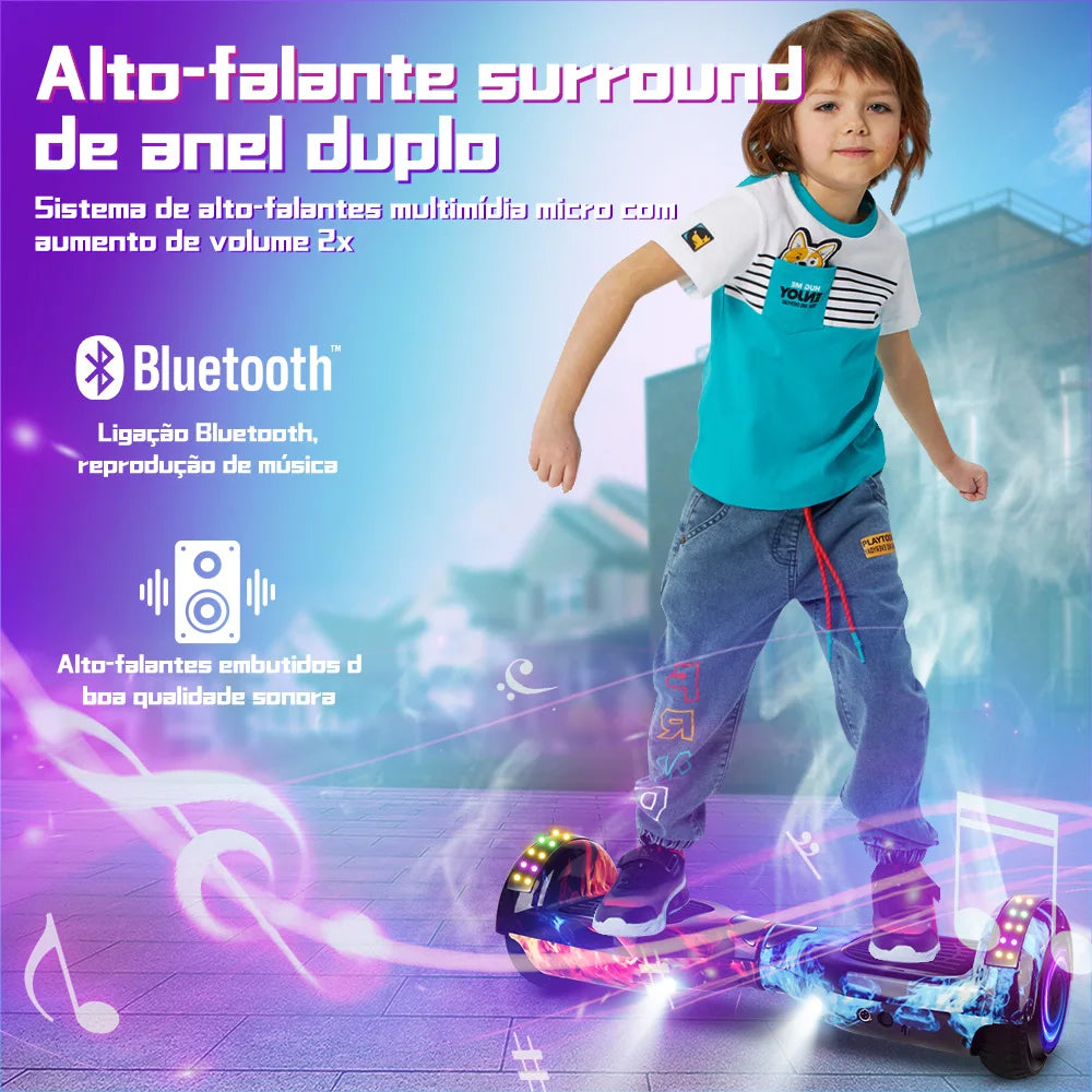 Hoverboard létrico 6.5" Led Bluetooth caixa de som Bateria De Grande Capacidade Endurance Forte