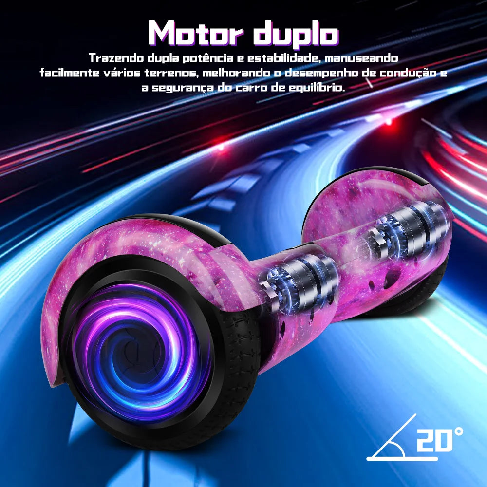 Hoverboard létrico 6.5" Led Bluetooth caixa de som Bateria De Grande Capacidade Endurance Forte