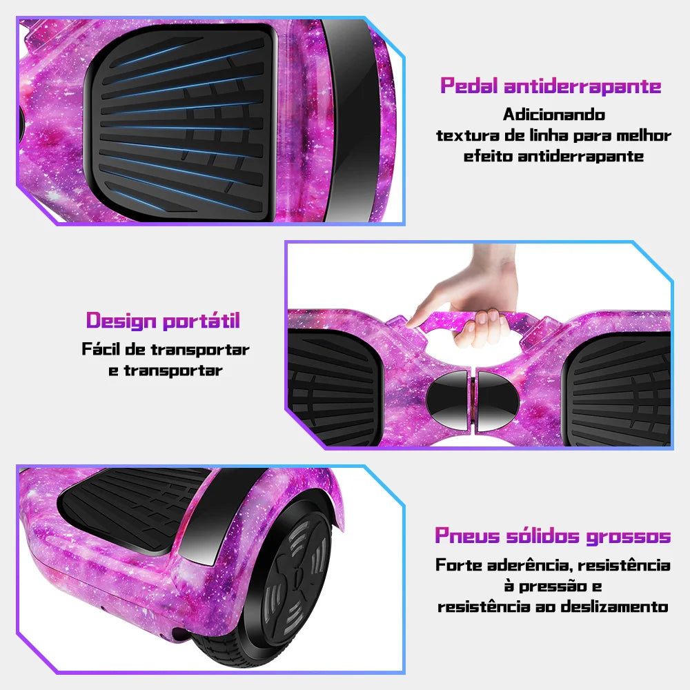Hoverboard létrico 6.5" Led Bluetooth caixa de som Bateria De Grande Capacidade Endurance Forte