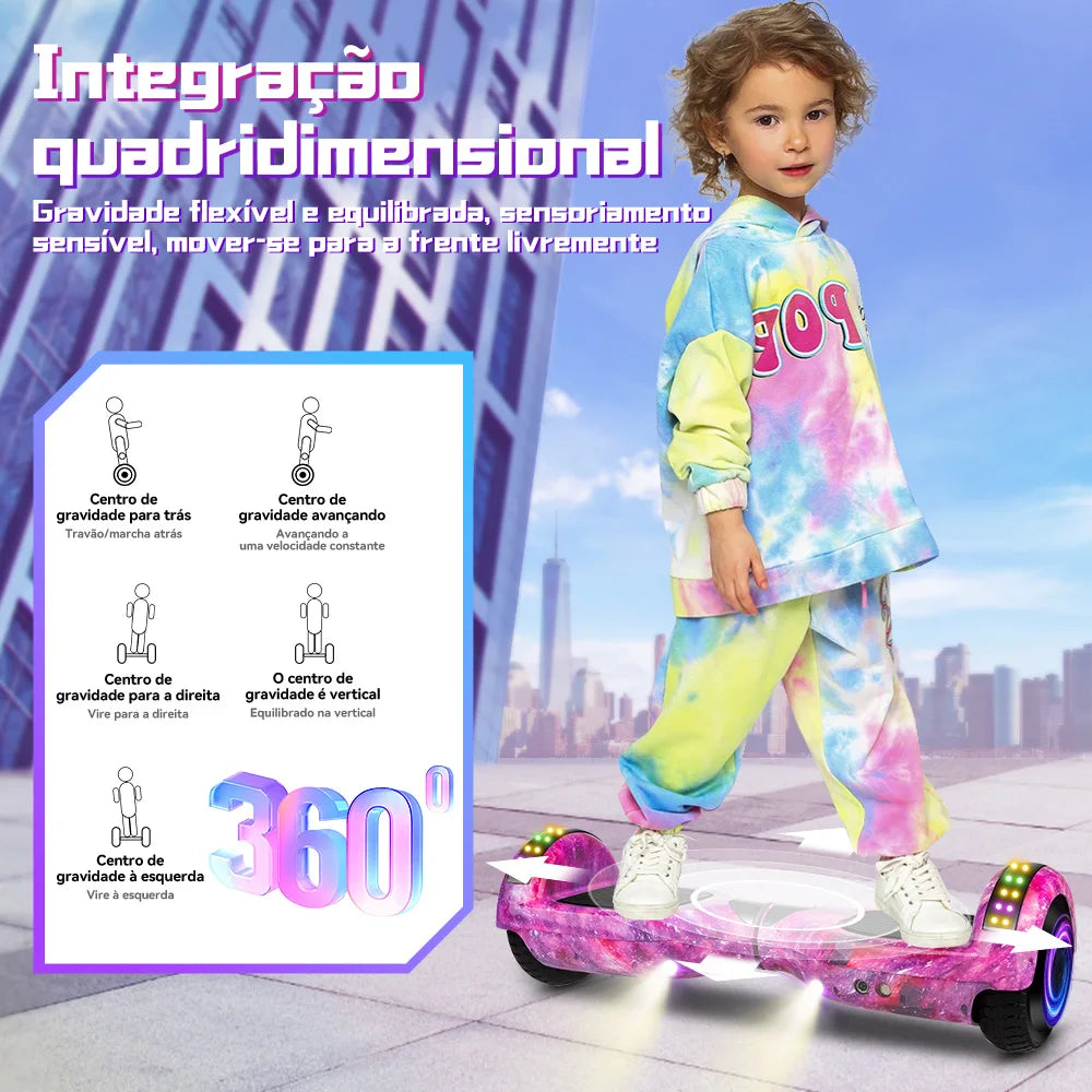 Hoverboard létrico 6.5" Led Bluetooth caixa de som Bateria De Grande Capacidade Endurance Forte
