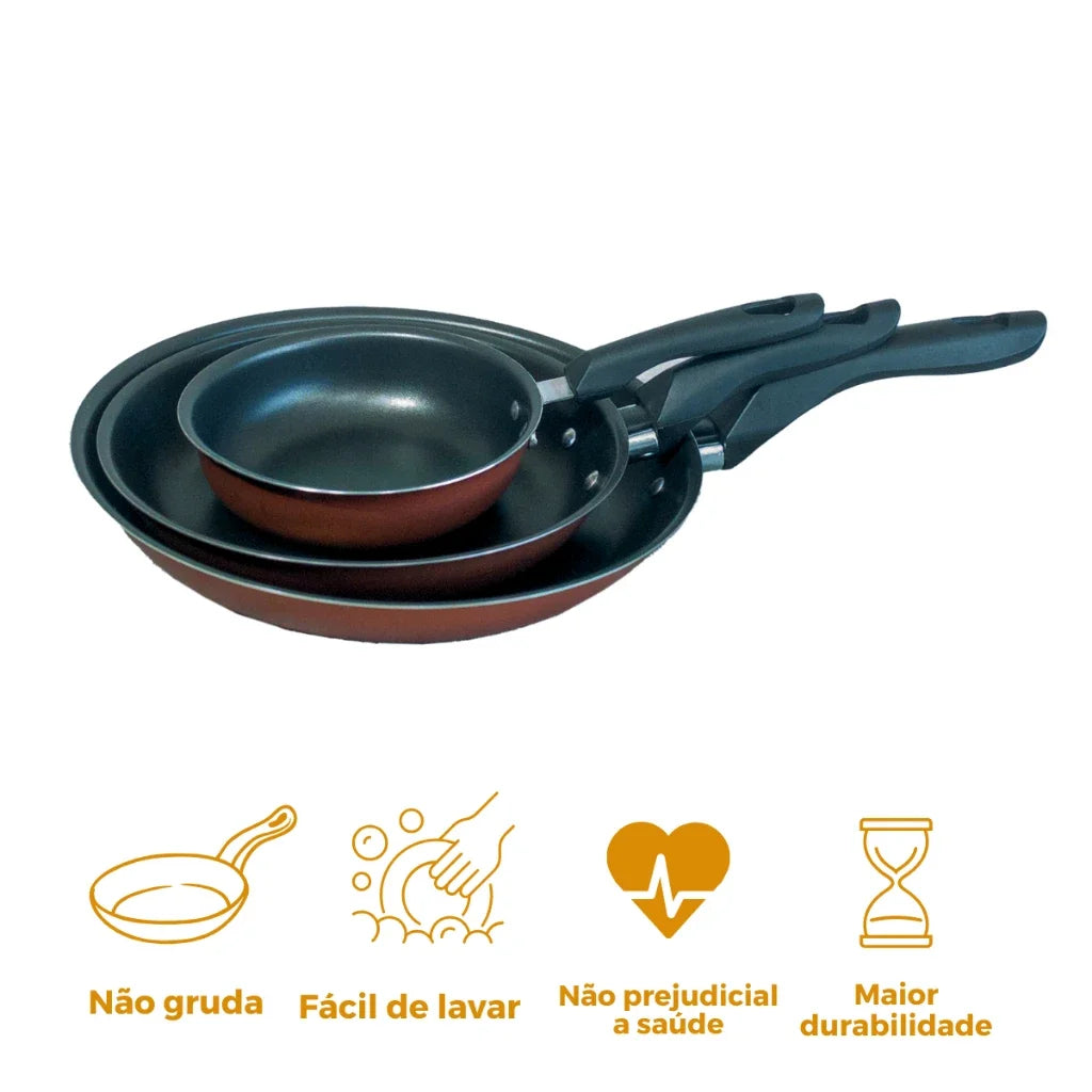 Kit 3 frigideiras Antiaderentes